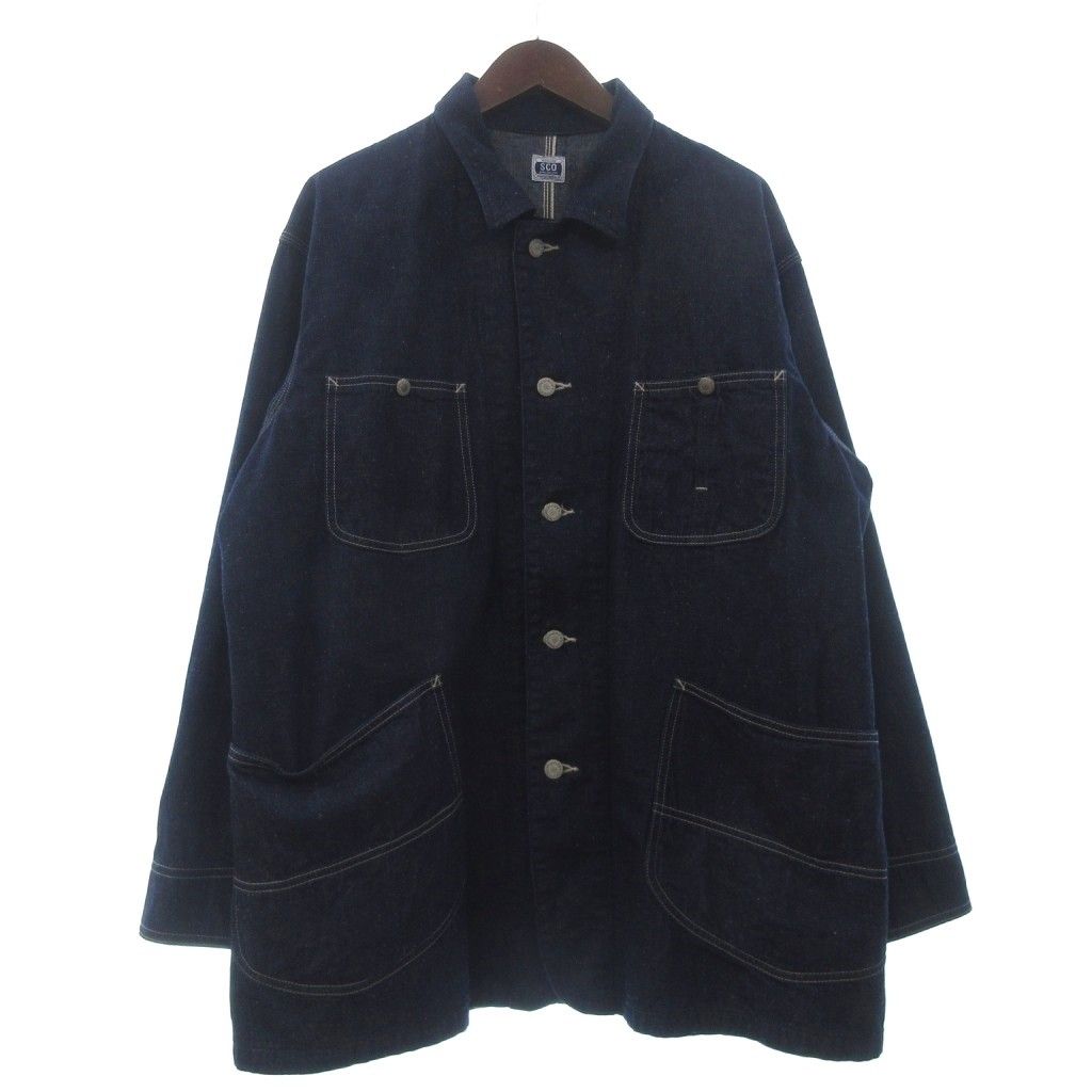 【中古】ジョンブル Sewing Chop O'alls RAIL ROAD JACKET カバーオール デニムジャケット Gジャン 長袖 紺 38 ジョンブル JOHNBULL Sewing Chop O'alls RAIL ROAD JACKET