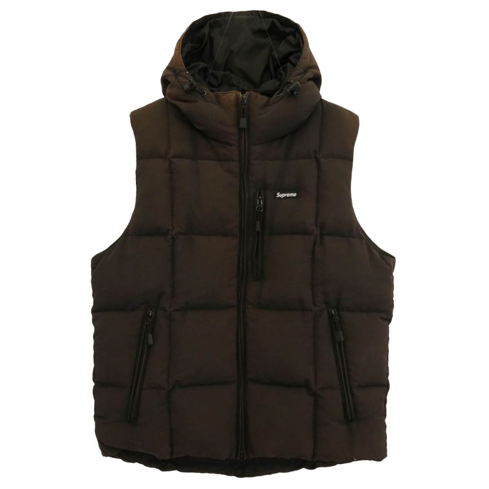 Supreme シュプリーム 14 AW ワングラム期 Iridescent Puffy Vest スモールボックスロゴ フーデッド ダウン ベスト ブラック系 M