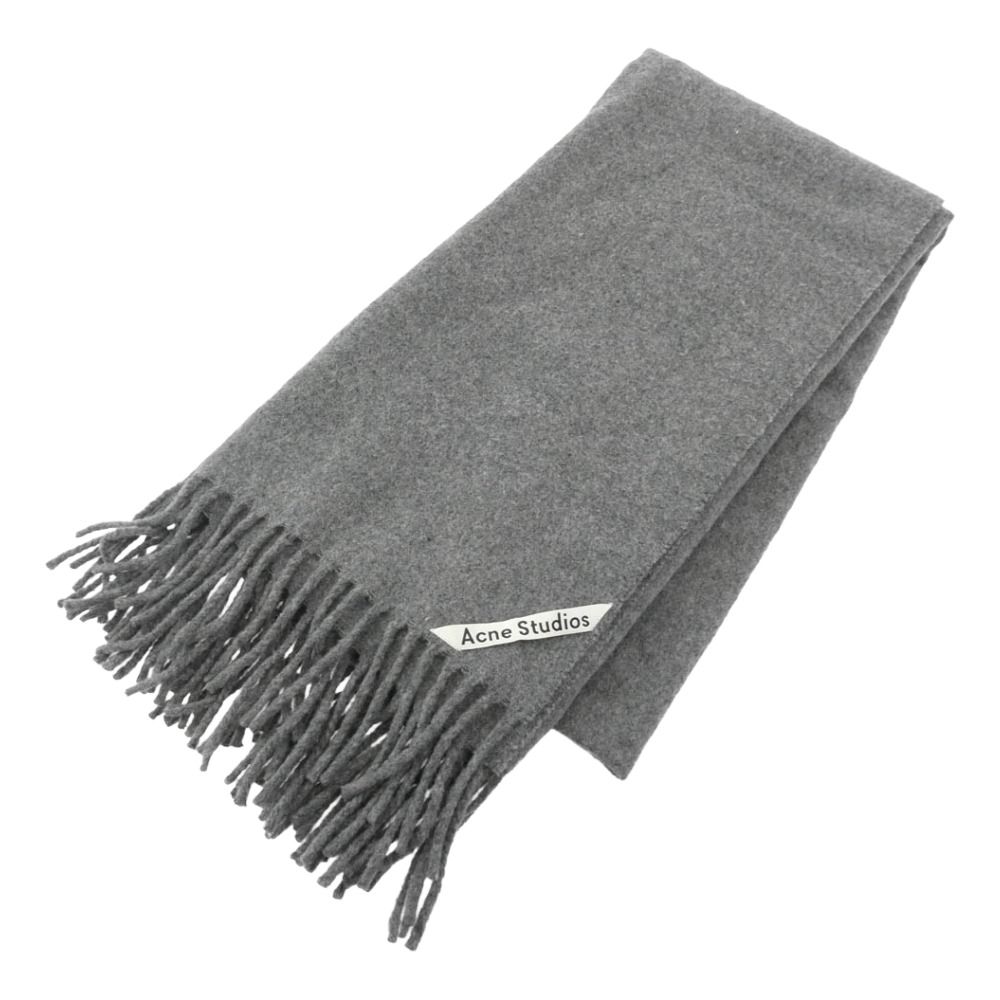 ACNE STUDIOS アクネストゥディオズ ロゴ ウール フリンジ マフラー グレー系