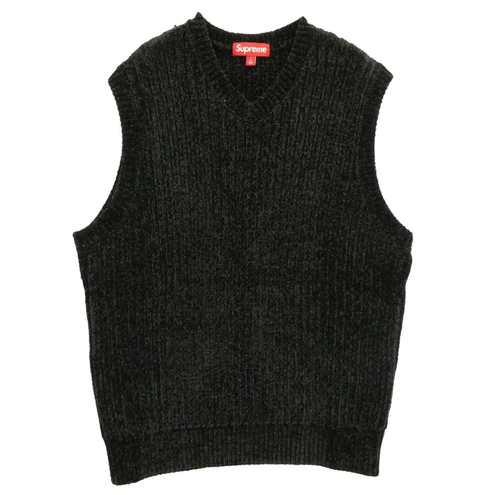 Supreme シュプリーム 24 AW Chenille Sweater Vest シェニール セーター ニット ベスト ブラック系 L 上