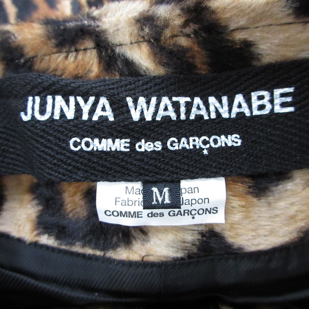 JUNYA WATANABE COMME des GARCONS - 美品 AD2017 JUNYA WATANABE ジュンヤワタナベ コムデギャルソン レオパード柄 二次元 ノーカラーコート JT-J051 サイズM ブラウン レディース 古着 中古 USED 美品 AD2017 JUNYA WATANABE ジュンヤワタナベ コムデギャルソン
