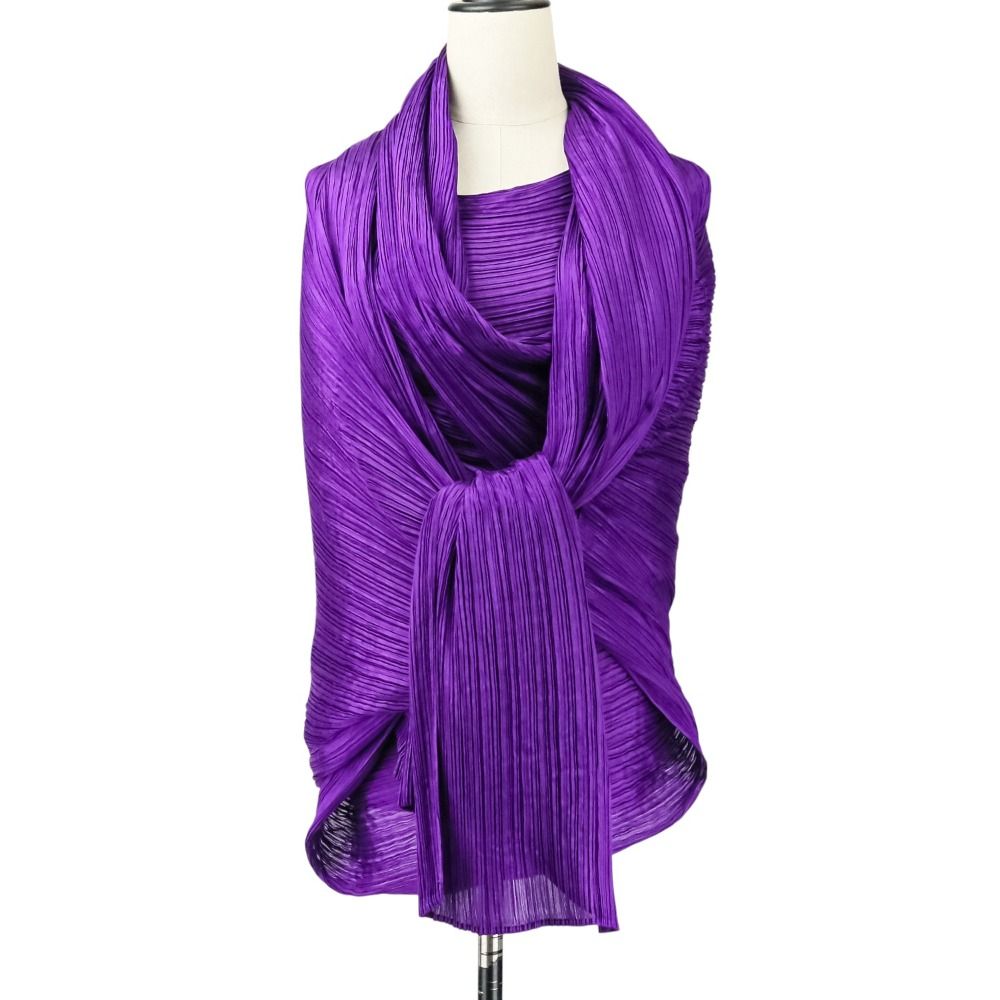 ☆PLEATS PLEASE☆ ストール シフォン プリーツ 無地 パープル. Issey Miyake Pleats Please Madame-T Pleated Scarf in Purple