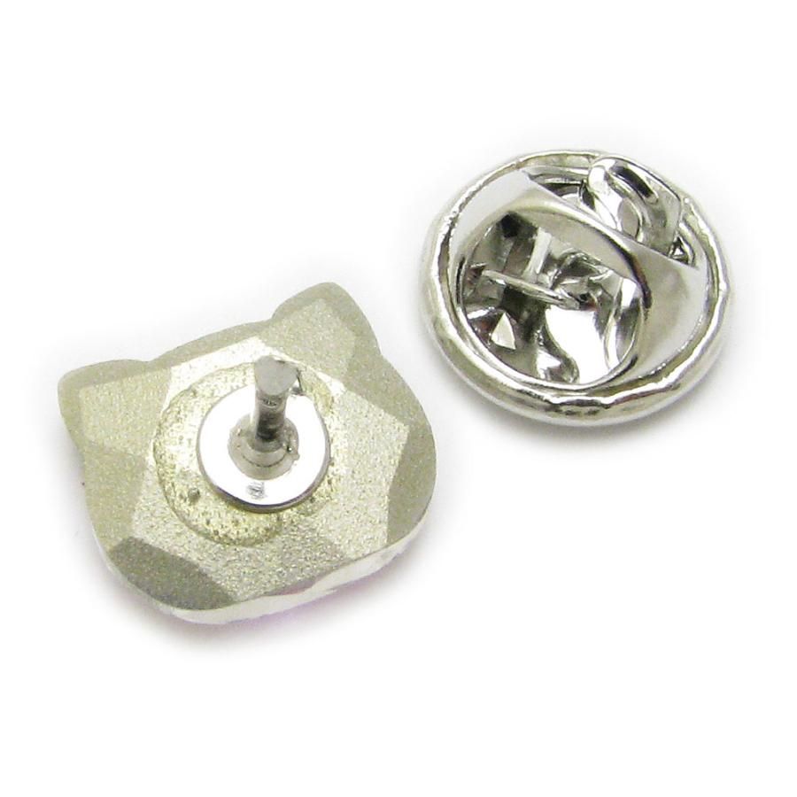 ピンブローチ ラペルピン メンズ 猫 ねこ シンプル ラインストーン