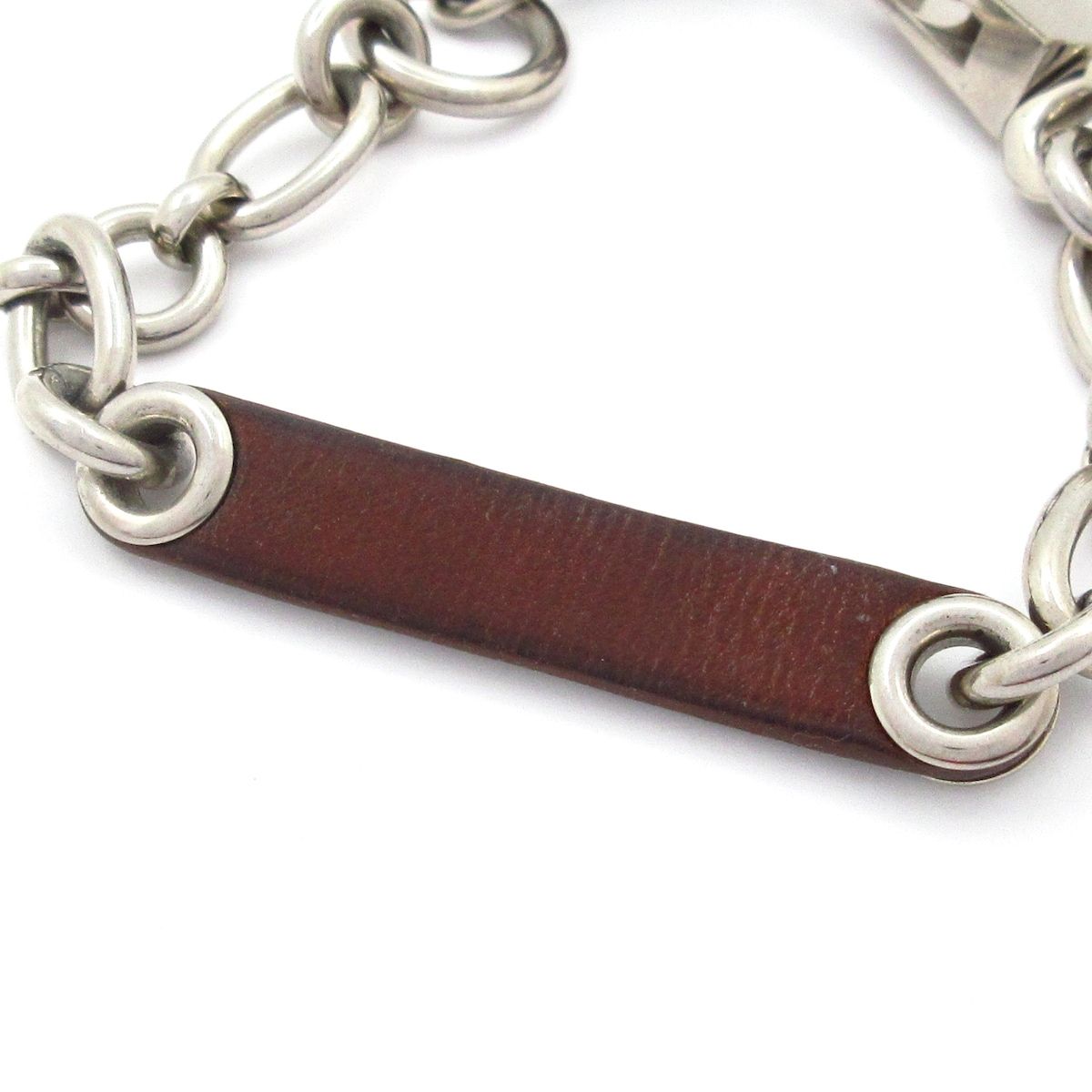 HERMES エルメス ブレスレット エトリエ レザー ダークブラウン シルバー