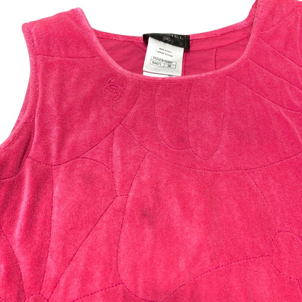 良品 CHANEL シャネル カメリア ココマーク ノースリーブ パイル