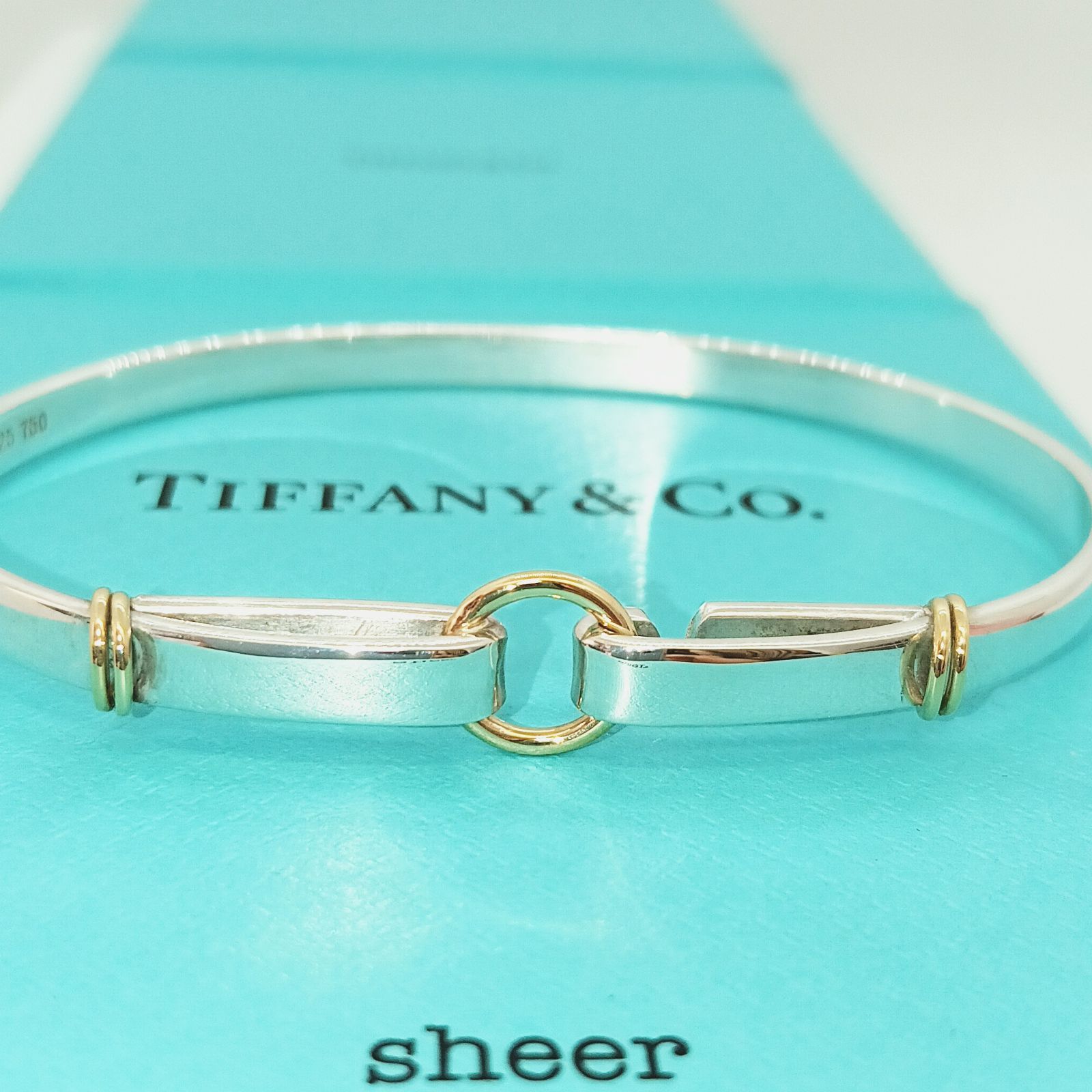 仕上げ ティファニー サークル コンビ バングル SV 925 750 変色予防処理＆殺菌済