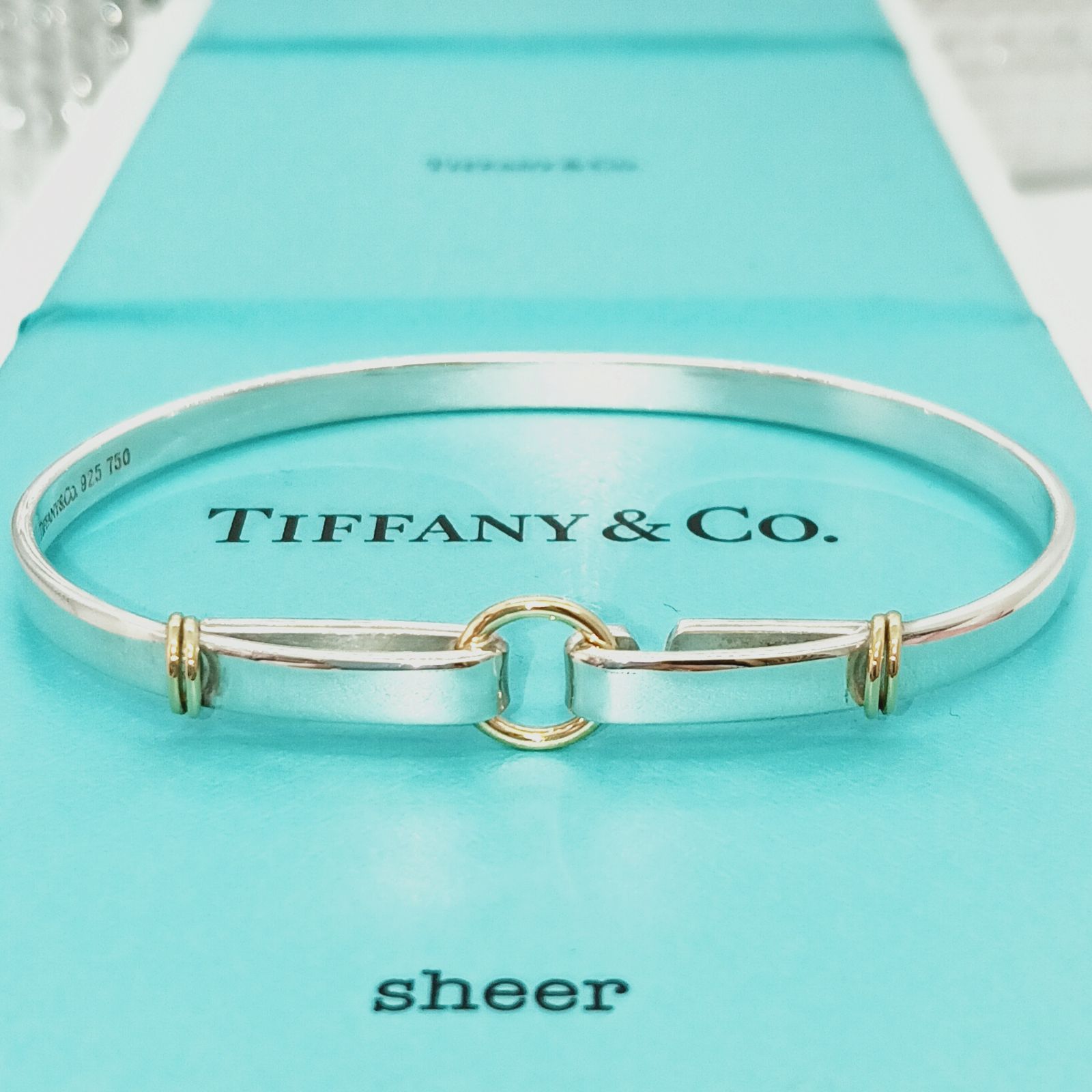 ティファニー　バングル　750YG SV925 約16cm 楽天市場】ティファニー SV925×750YG ダブルフック バングル