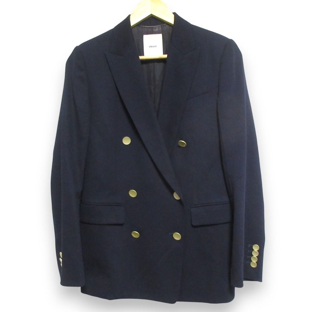 ebure ダブルブレスト テーラードジャケット ネイビー　金ボタン　エブール 良品 ebure エブール ダブルブレスト テーラードジャケット ブレザー