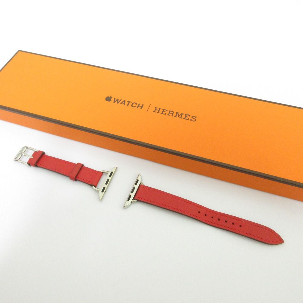 Good Condition HERMES Hermes Apple Watch Leather Band 42mm Red Ladies Used Clothes Used Used