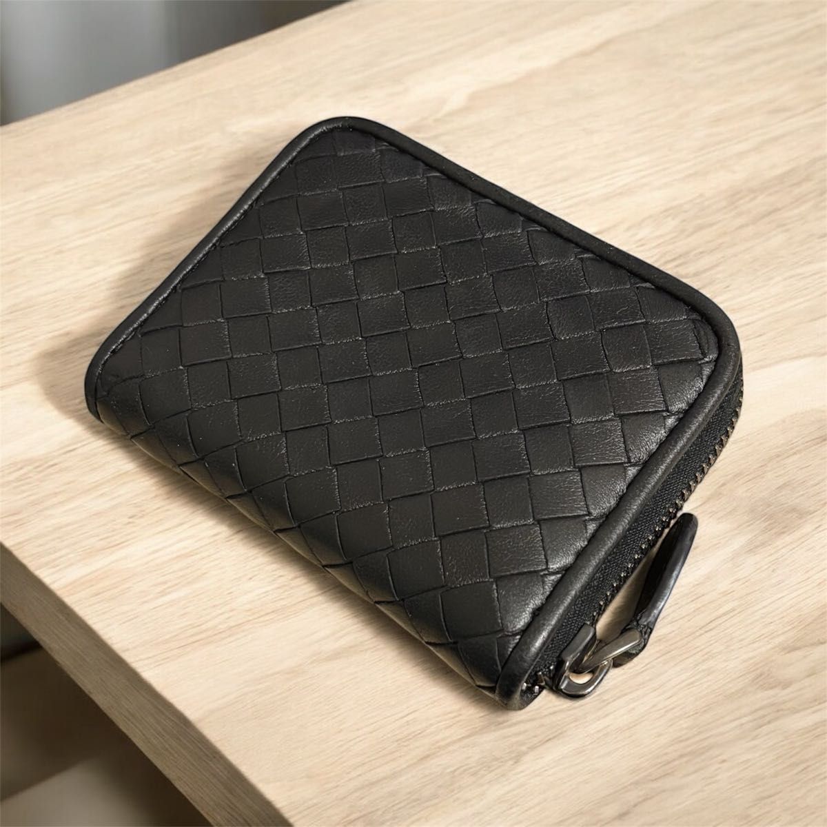 s 47 Bottega Veneta ボッテガ ヴェネタ ブラック 黒 イントレチャート 短 財布 コインケース カードケース 小銭入れ ジップ アラウンド ミニ コンパクト ウォレット ラウンド ファスナー コインパース