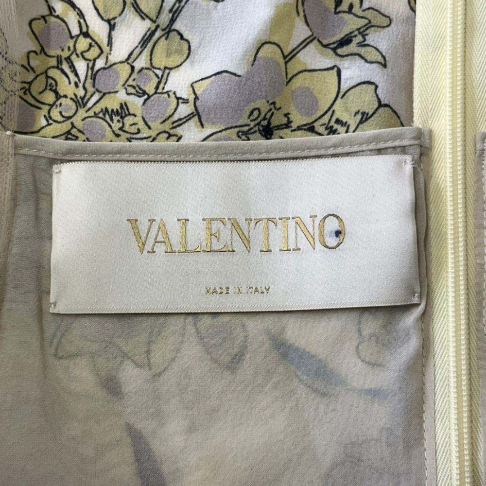 美品✨現行タグ VALENTINO シルクフラワー総レース 切替ドレス S XSサイズあり】フラワー刺繍レース×首元クロスフレアミニキャバドレス