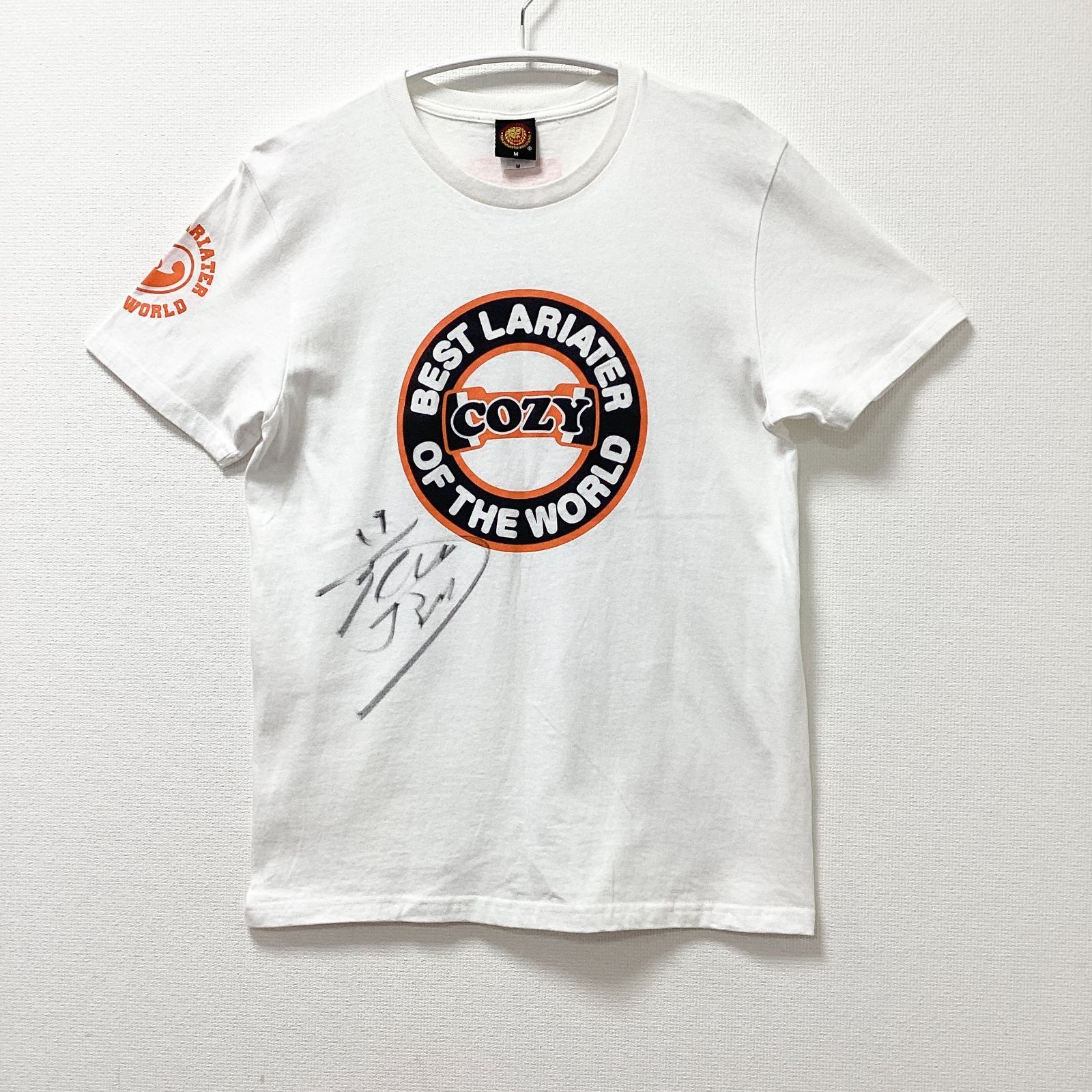 古着 美品 新日本プロレス 小島聡直筆サイン入り サークルロゴTシャツ 