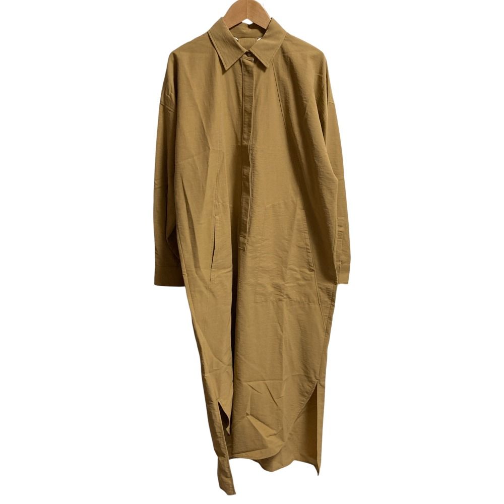 美品【S マックスマーラ】ベージュ　リネン　 長袖シャツワンピース　ベルト　36 未使用 24SS MAX MARA マックスマーラ ベルト付きシャツワンピース