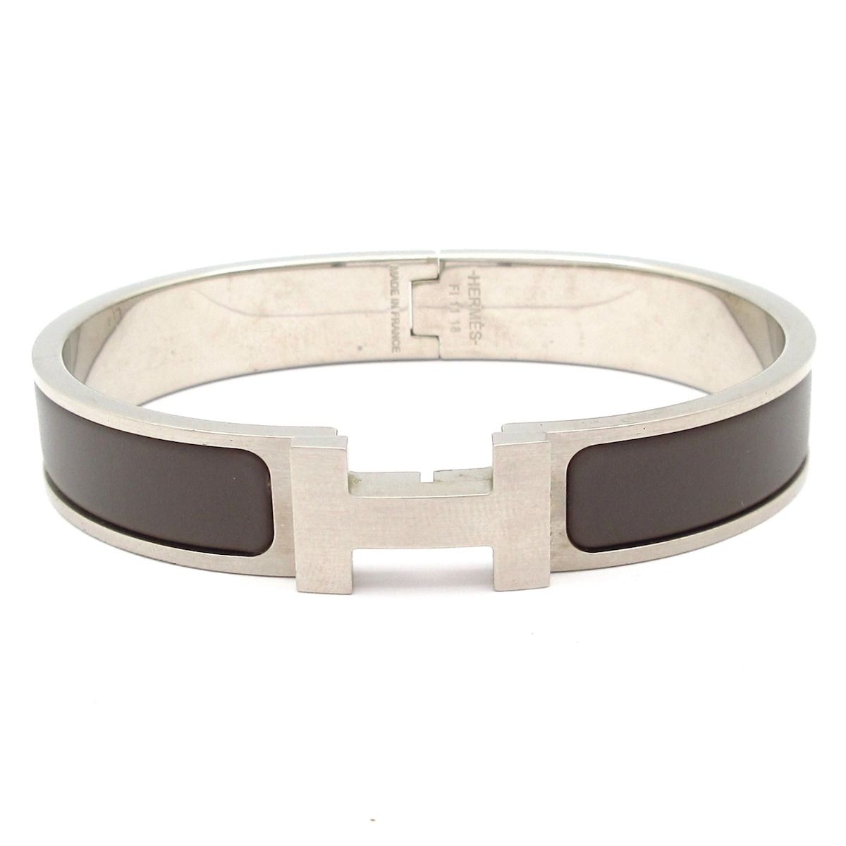 HERMES エルメス バングル クリックHH シルバー×ダークグレー