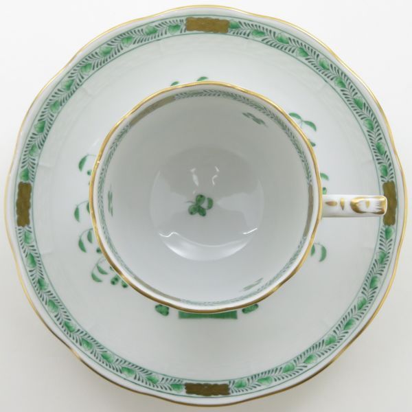 ヘレンド カップ&ソーサー□インドの華 グリーン 緑 C&S 6客セット