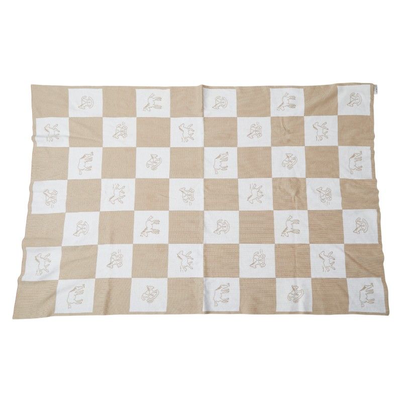 エルメス 馬 ベビーブランケット ホワイト ブラウン コットン レディース HERMES 1 0247752