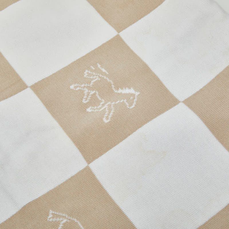  エルメス 馬 ベビーブランケット ホワイト ブラウン コットン レディース HERMES 1-0247752 その他 小物