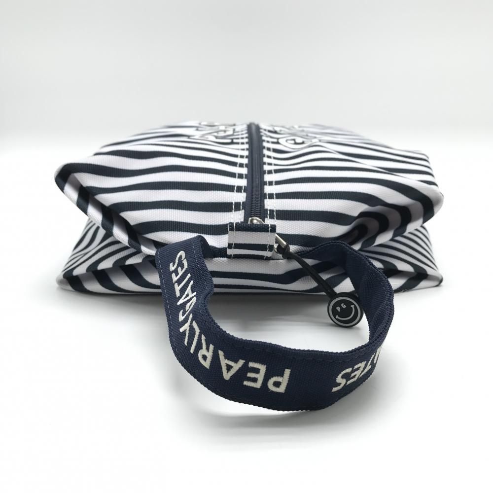 美品】パーリーゲイツ シューズケース ネイビー×白 ボーダー ゴルフ