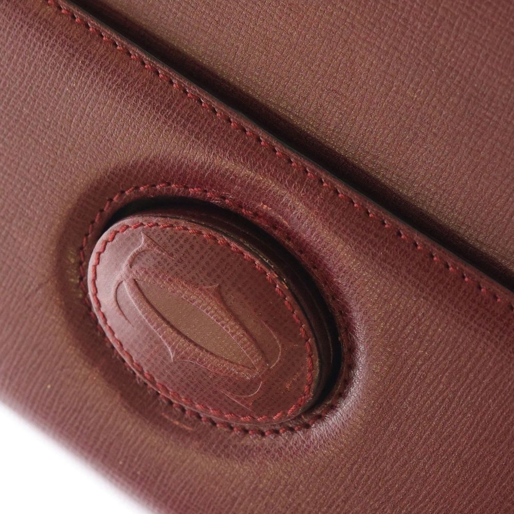 美品 Cartier レザー ハンドバッグ マストライン ゴールド金具 ボルドー Cartier (カルティエ) マストライン ターンロック レザーハンドバッグ