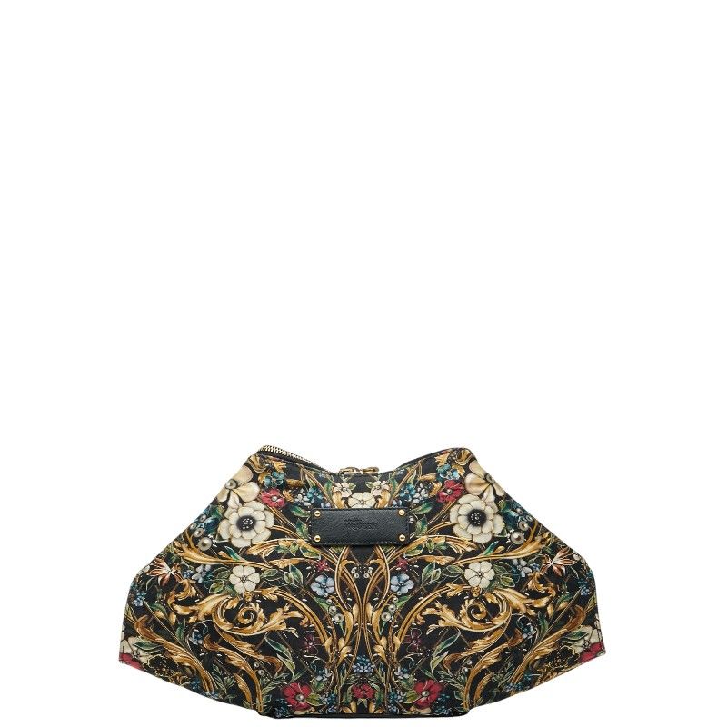 アレキサンダーマックイーン フラワープリント ブラック マルチ ナイロン レザー レディース Alexander McQueen 1-0247574