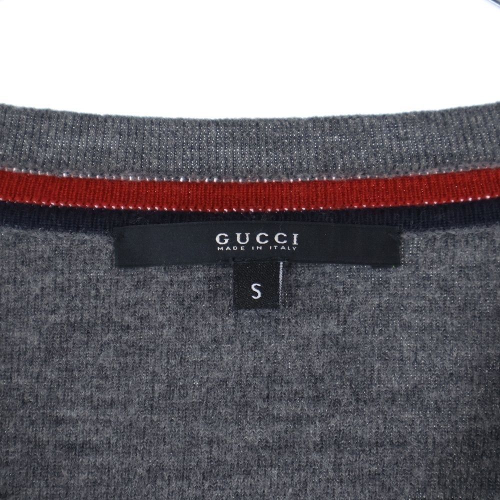 GUCCI グレー Vネックセーター M GUCCI - GUCCI グッチ ラインデザイン Vネック ニットセーター グレー