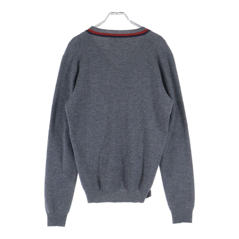 GUCCI (グッチ) ラインデザイン Vネック ニットセーター グレー - メルカリ