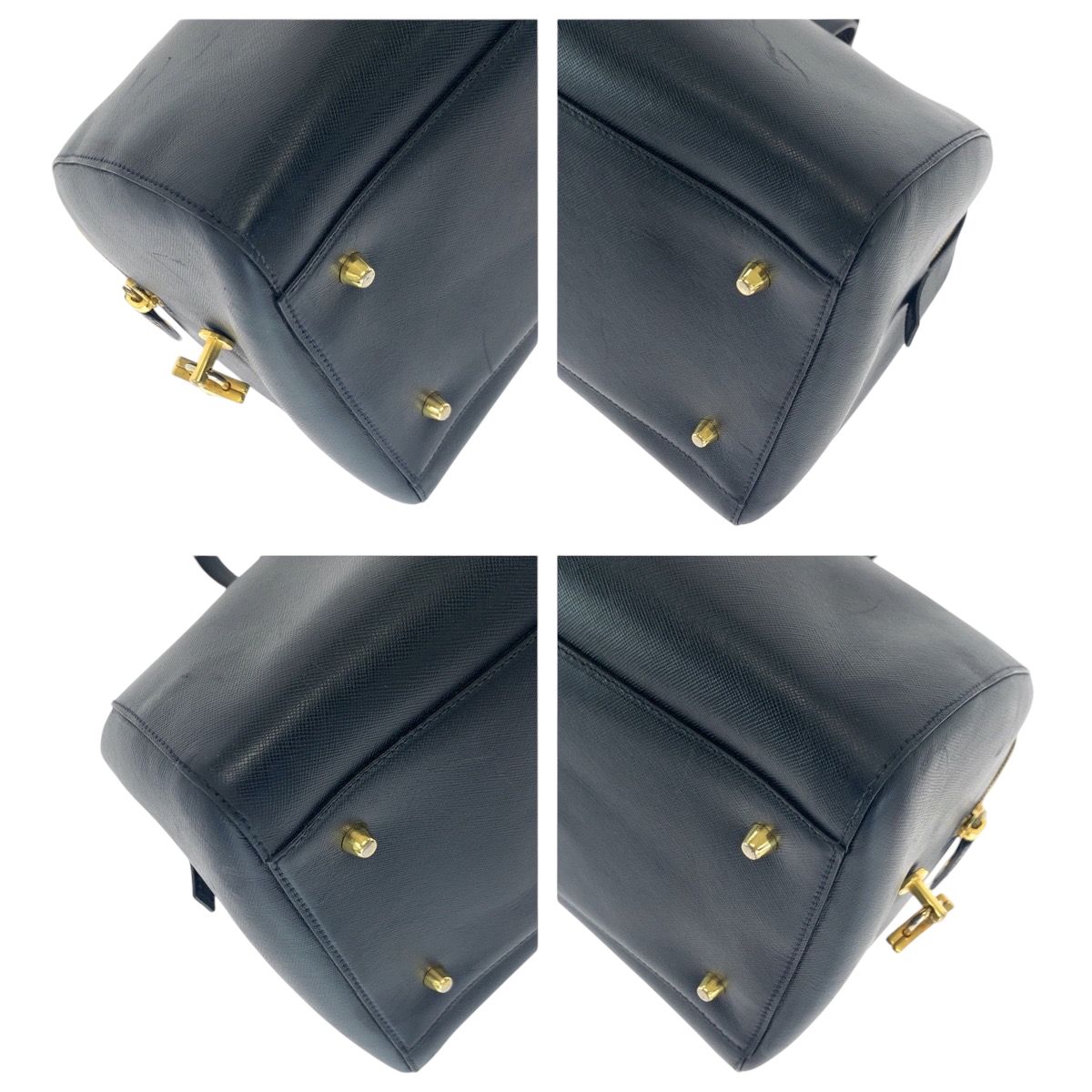 PRADA プラダ ヴィンテージ サフィアーノ ネイビー ゴールド金具