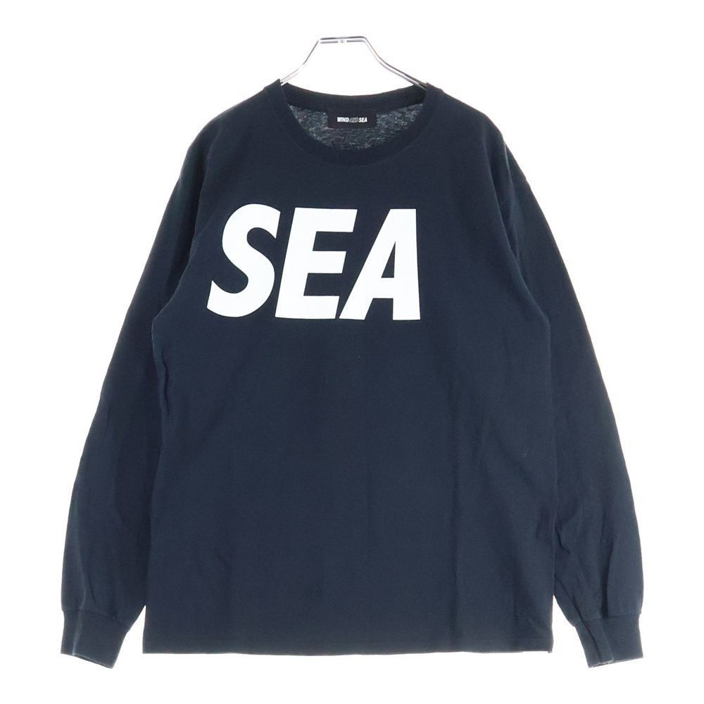 専用！！美品✨ ウィンダンシー 長袖カットソー プリントロゴ メンズ M ブラッ WIND AND SEA (ウィンダンシー) 両面ロゴプリント 長袖 クルーネック T