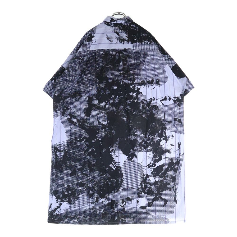 Y s ワイズ 22 SS 総柄 ストライプ ビッグ シャツ ワンピース ドレス レディース ブルー ブラック YG‐D 12‐024