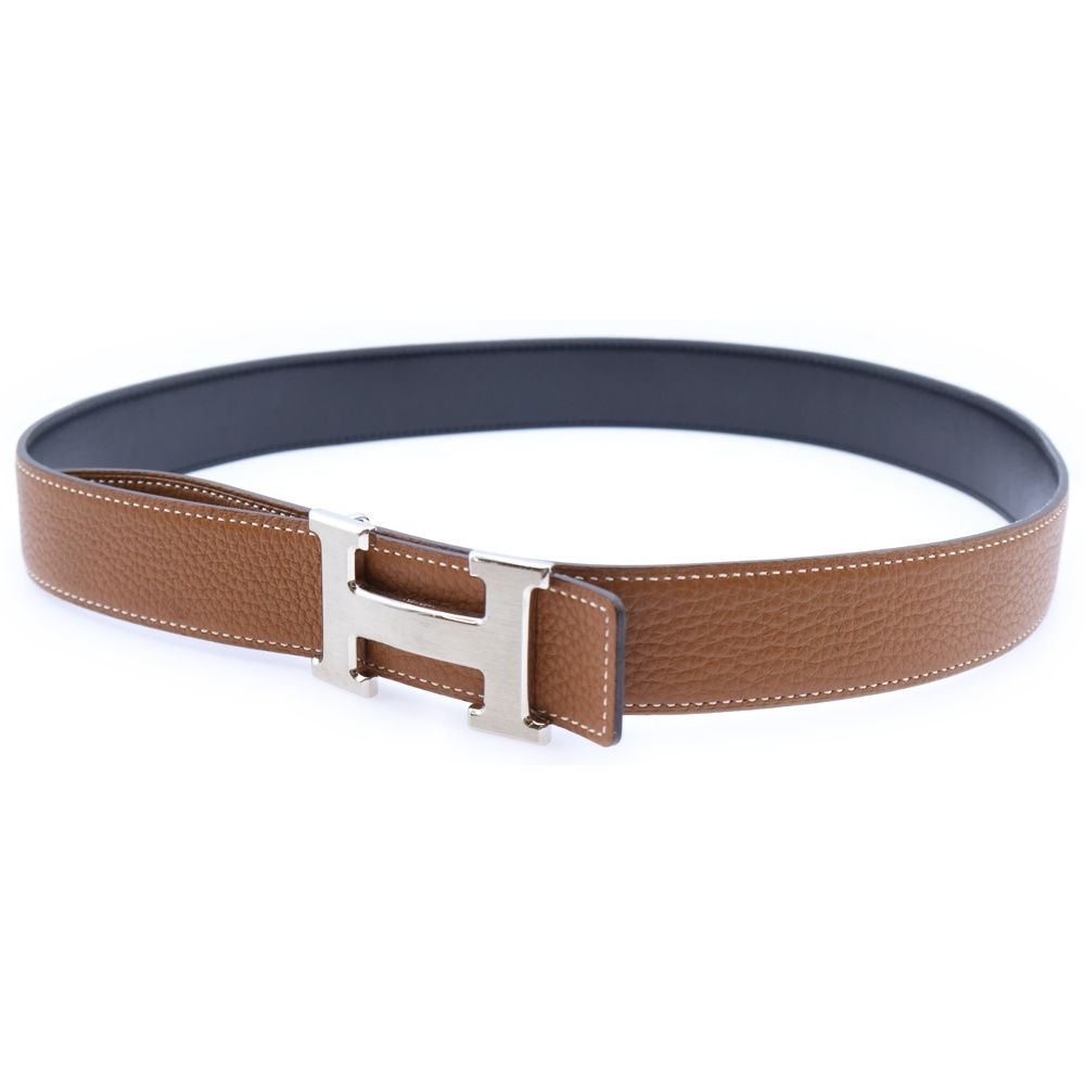 HERMES (エルメス) コンスタンス ベルト ブラック×ブラウン レザー