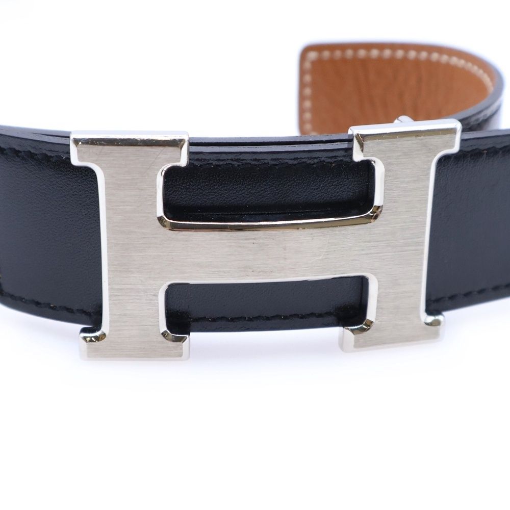 HERMES (エルメス) コンスタンス ベルト ブラック×ブラウン レザー