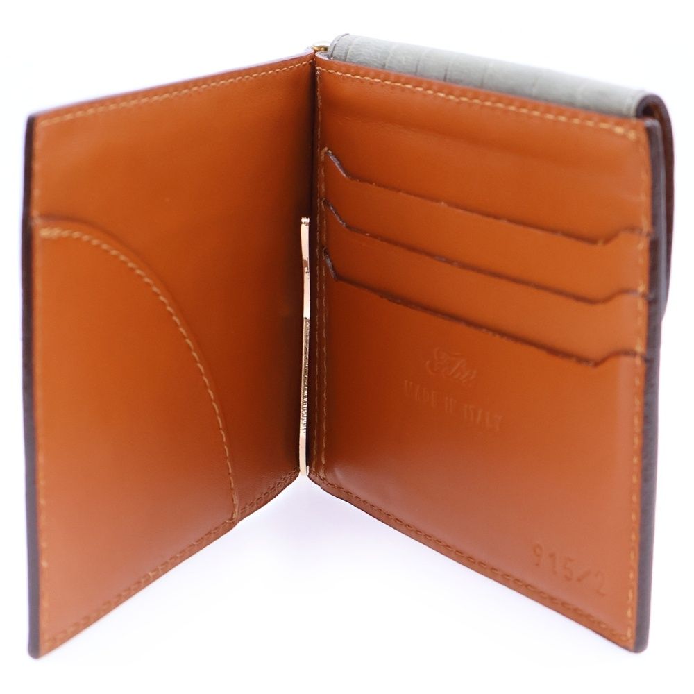 Felisi (フェリージ) クロコ型押し マネークリップ付きカードケース