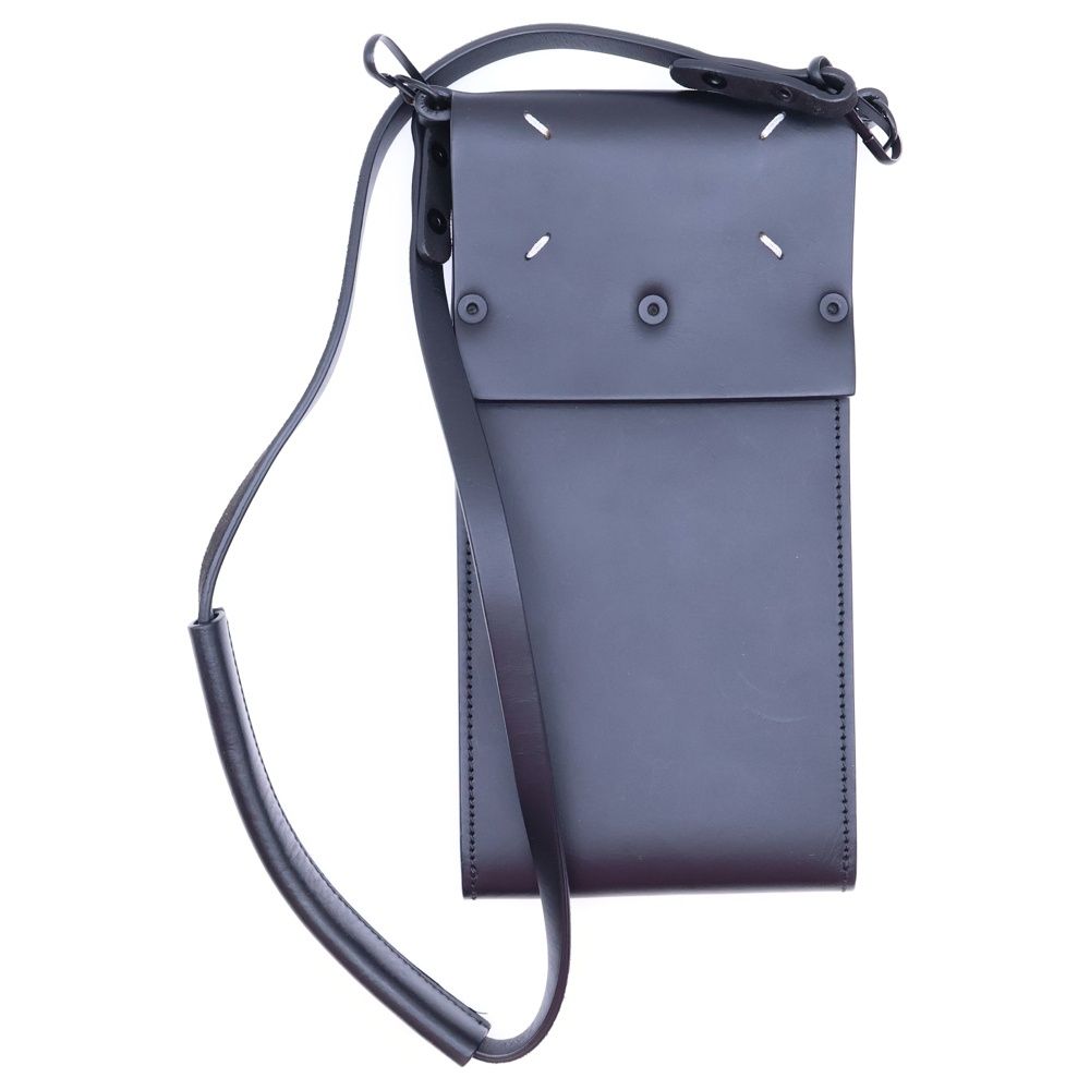 Maison Margiela 11 メゾンマルジェラ11 ストラップ付 レザーフォンポーチ ブラック