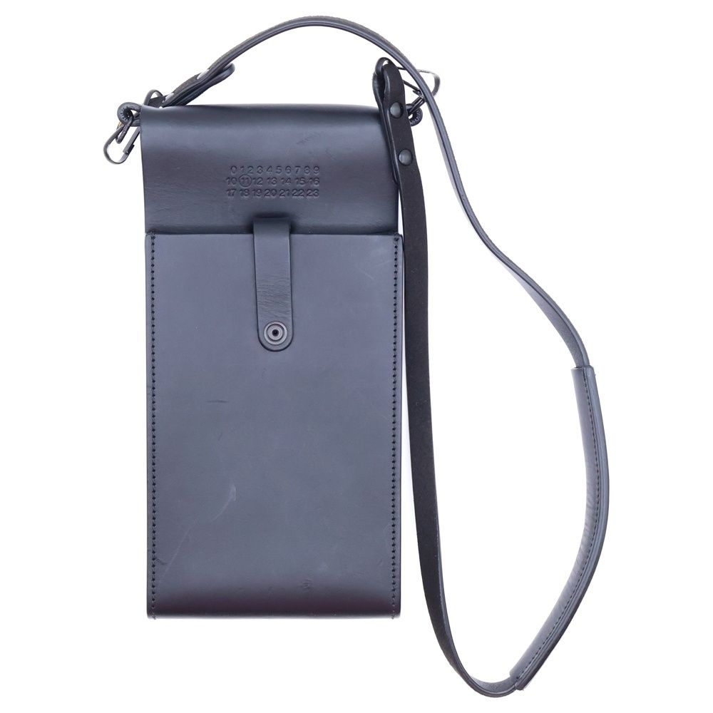 Maison Margiela 11 メゾンマルジェラ11 ストラップ付 レザーフォンポーチ ブラック