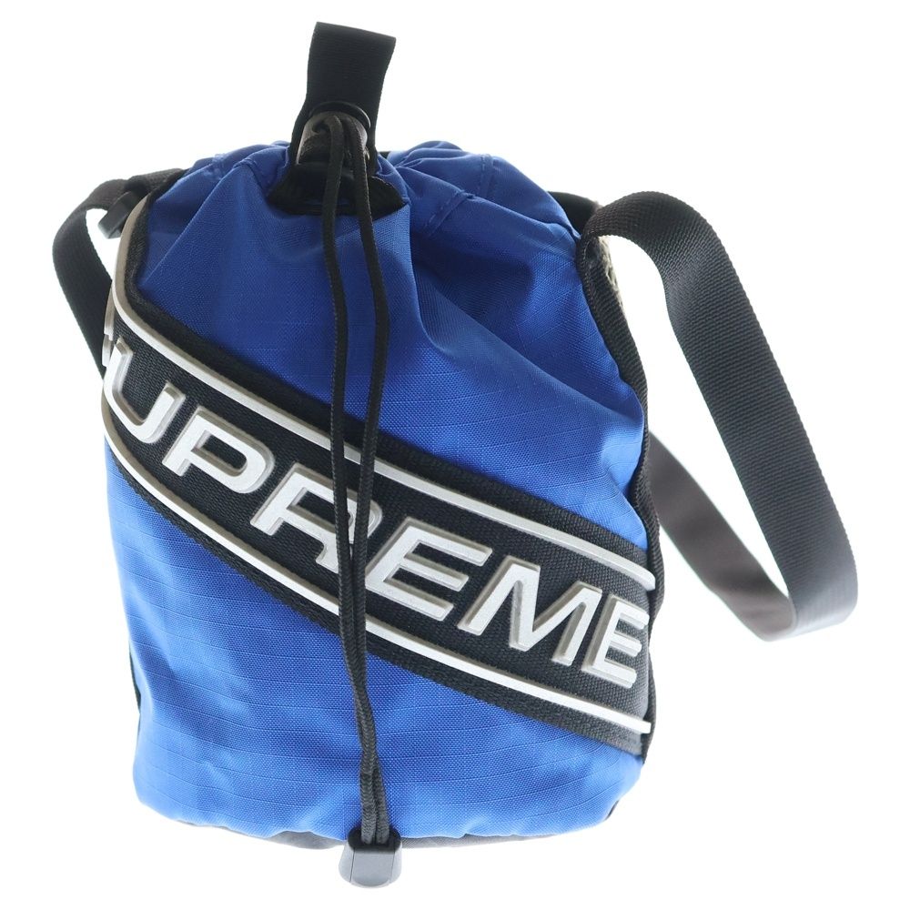 SUPREME シュプリーム 23 AW Small Cinch Pouch ロゴプリントショルダー巾着バッグ ブルー