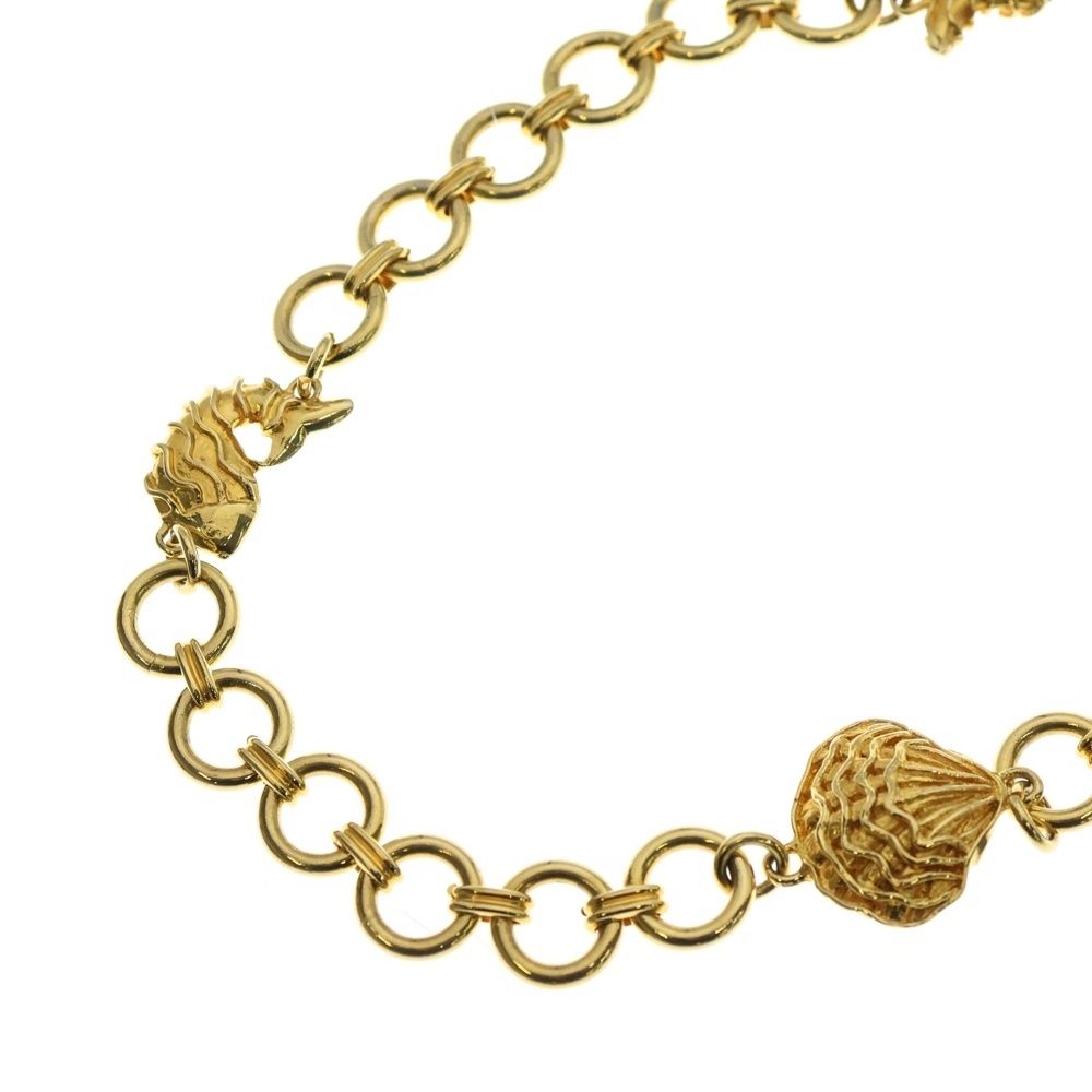 CELINE セリーヌ フィッシュモチーフ シェルモチーフ ネックレス ペンダント チェーン ゴールド GP