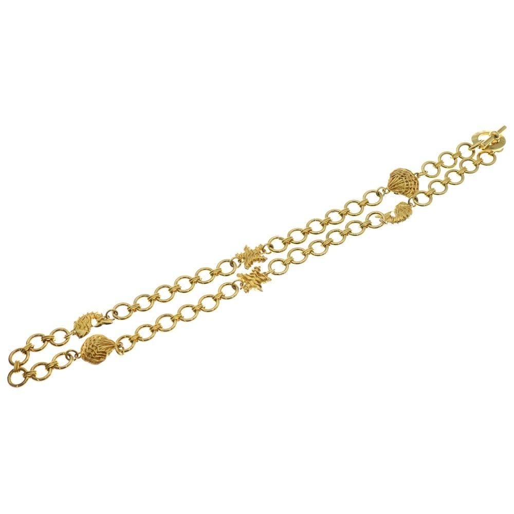 CELINE セリーヌ フィッシュモチーフ シェルモチーフ ネックレス ペンダント チェーン ゴールド GP