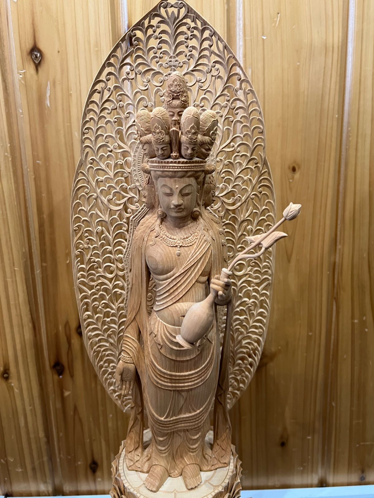 十一面観音 / 中国人間国宝 葉森祥作 】国賓 木造 木彫 仏像 - メルカリ