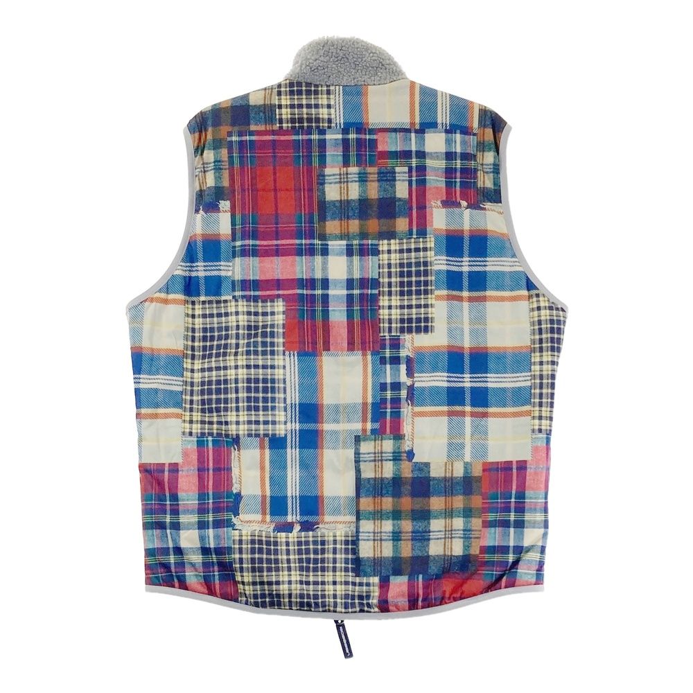 サイズ LL ROSASEN ロサーセン 044-46070 リバーシブル 中綿 ジップベスト チェック柄 グレー系 ゴルフウェア メンズ ストスト