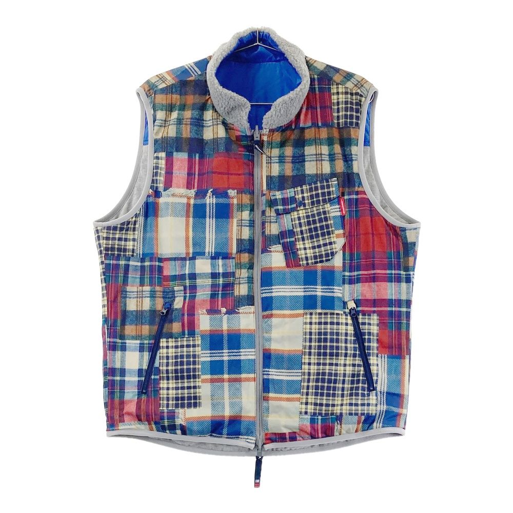 サイズ LL ROSASEN ロサーセン 044 46070 リバーシブル 中綿 ジップベスト チェック柄 グレー系 ゴルフウェア メンズ ストスト