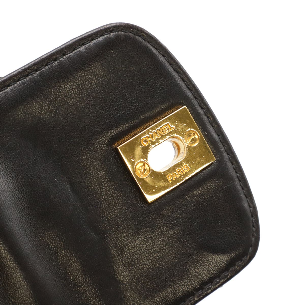 シャネル　黒　ラムスキン　ポーチ　ショルダー　ゴールドココ　ポシェット CHANEL シャネル マトラッセ ココマーク チェーンショルダー