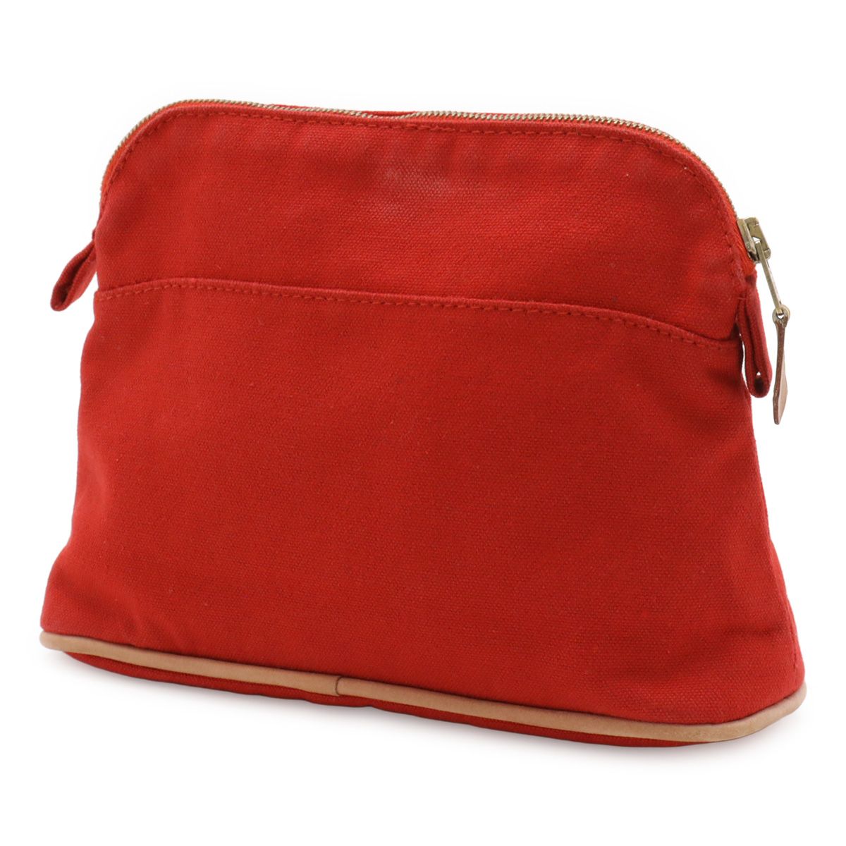 HERMES エルメス ボリードポーチ20 化粧ポーチ コスメポーチ マルチポーチ 小物入れ キャンバス レザー レッド