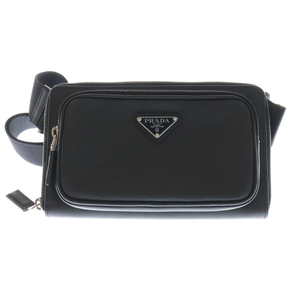 PRADA プラダ トライアングルロゴプレート サフィアーノ レザーベルトバッグ ボディバック ブラック 2 VH 156