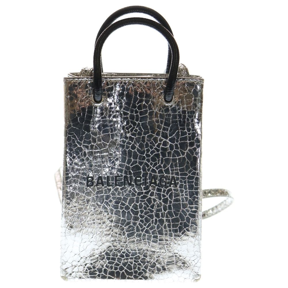 バレンシアガ Shopping Phone H er Bag ショッピング フォンホルダーバッグ ショルダーバッグ シルバー 513826