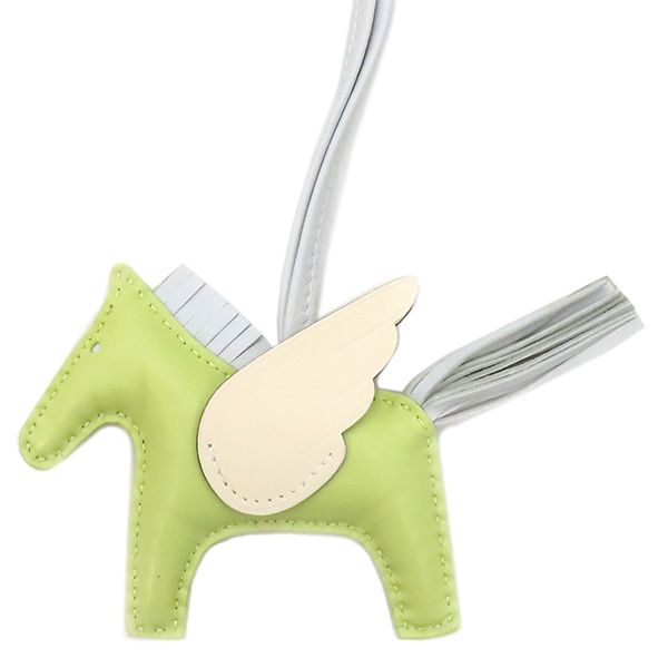 エルメス HERMES バッグチャーム ロデオPM ペガサス ラムスキン アニューミロ ジョーヌブルジョン ブルーブリュム ナタ 黄緑 水色 アイボリー Z刻印 箱