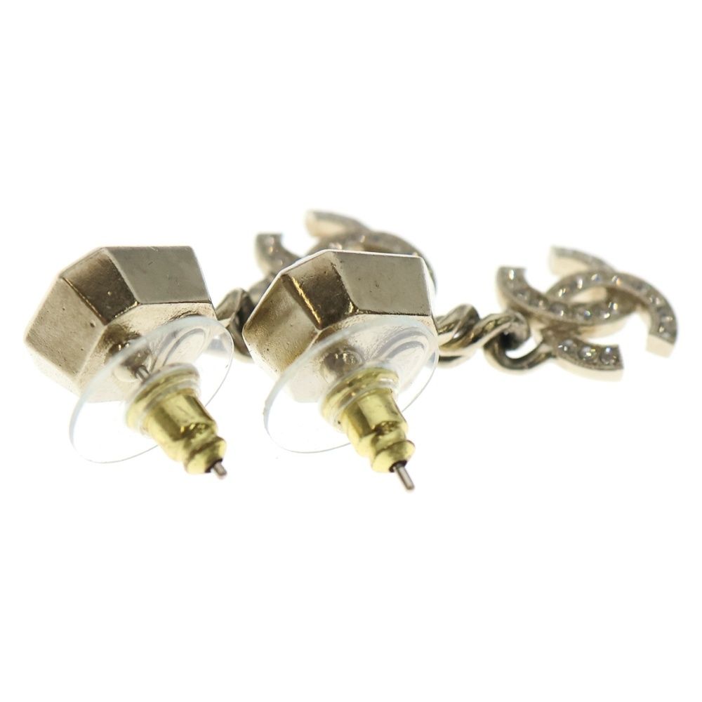 CHANEL シャネル ココマーク ラインストーン ピンク ゴールド ピアス AB 9351