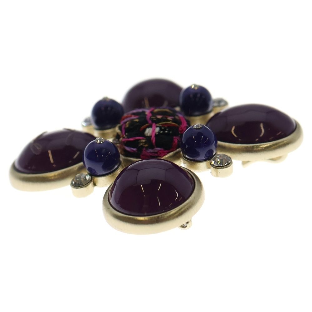  CHANEL シャネル グリポア マルチ ストーン ブローチ ピンバッジ パープル ゴールド金具 その他 その他