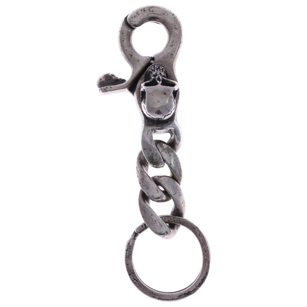 STANLEY GUESS スタンリーゲス Wスカルモチーフ ルビーキーチェーン キーリング シルバー