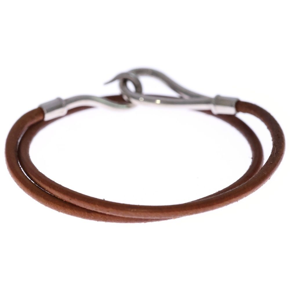 【エルメス】【ジャンボブレスレットブラウンシルバー金具】 HERMES（エルメス） ジャンボ ブレスレット ブラウン シルバー レザー