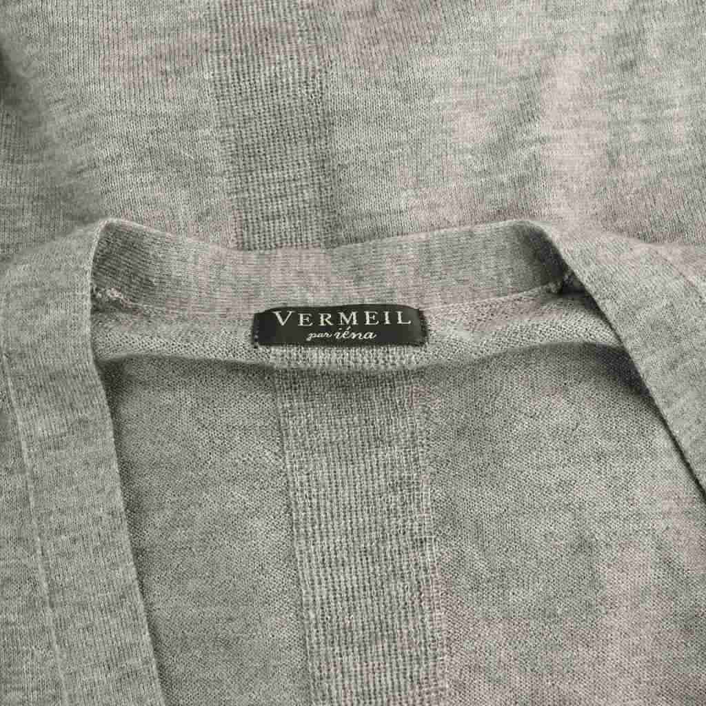  ヴェルメイユ パー イエナ VERMEIL par iena 24 AW cashmere silk ニットVネックカーディガン 長袖 薄手 カシミヤ シルク混 グレー NR OS カーディガン ボレロ アンサンブル トップス